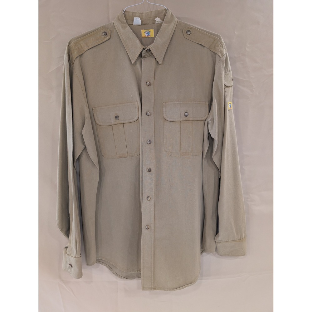 VTG Duck Head Mens Button‎ Down Long Sleeve Shirt Olive Green Military Style